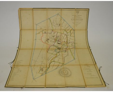 An early Victorian linen-backed pocket-map of Winchester, 1836, by R. C. Gale, Land Surveyors, 80 x 65 cm