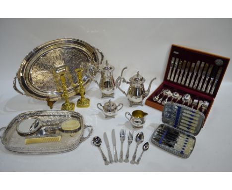 A canteen of EPNS Kings pattern flatware and cutlery to/w a quantity of stainless steel flatware to match, an EPNS 4 piece te