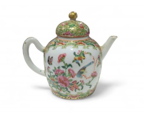 A small Chinese famille rose teapot, late 19th Century, 12cms high