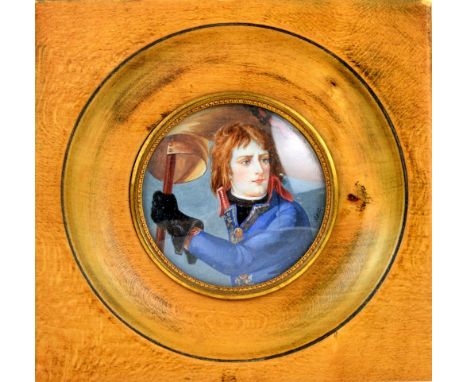 Tyco miniature portrait Napoleon, in circular mount, painted on ivory, 5.5cm diameter,PLEASE NOTE: THIS ITEM CONTAINS OR IS M