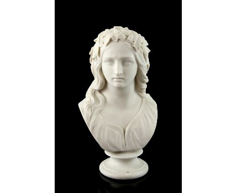 19th century Copeland Parian bust, Ophelia,  Stamped WC Marshal RA Scul. Crystal Place Art Union, 30cm .    2 chips to the iv