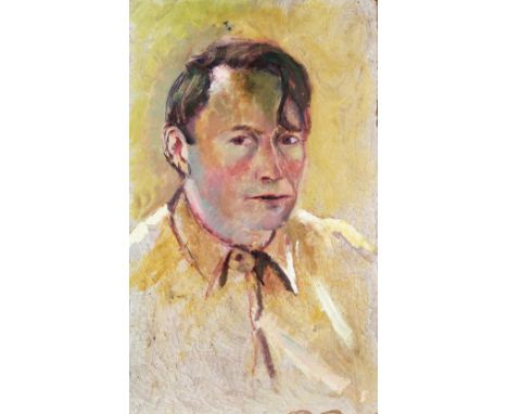 Geoffrey Underwood (British, 1927-2000), half-length portrait of a man, oil on canvas, signed to lower left and signed and da