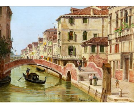 Antonietta Brandeis (Czech / Italian, 1849-1920/26). 'Venetian Canal', oil on board, signed, 16cm x 22cm. Framed and glazed. 