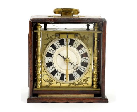Late 19th century rosewood cased single fusee Japanese carriage clock,  15cm .    appears to be complete, pendulum swings fre