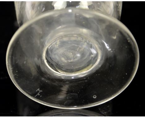 Glass decanter etched with ferns and foliage, 29cm high, and a goblet etched with Prince of Wales feathers, 19cm high (2).   