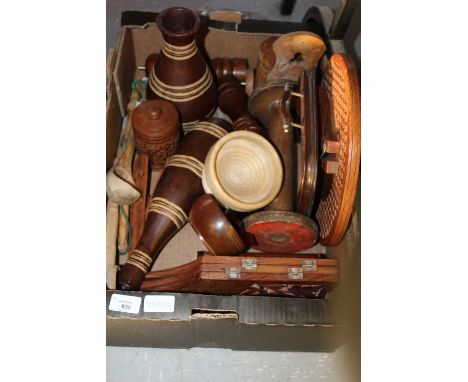 Misc Treen including large bobbin and hand carved ladles