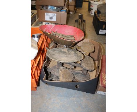 Large weighing scale with weights