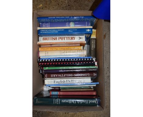 BOX MIXED BOOKS, CERAMIC INTEREST INCLUDING LONDON DELPHT WARE ETC 