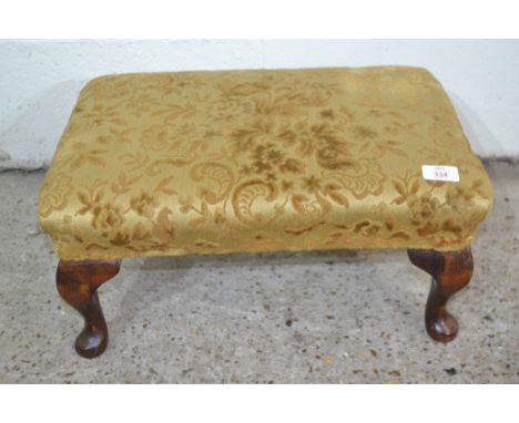 UPHOLSTERED VINTAGE STOOL ON PAD FEET APPROX 50 X 30CM