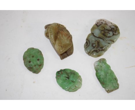 SMALL BOX OF CARVED JADITE TYPE FIGURES 