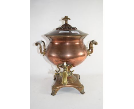 COPPER URN WITH CERAMIC HANDLES