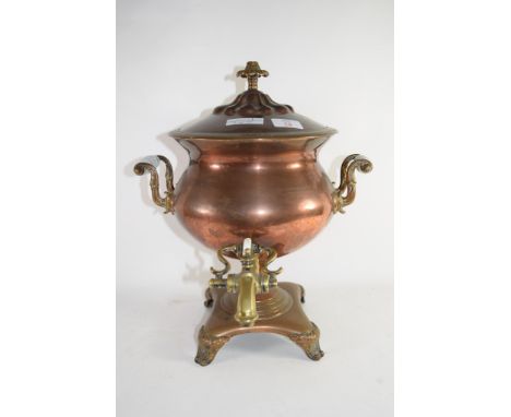 COPPER URN WITH CERAMIC HANDLES