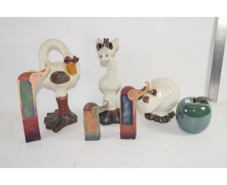 QTY OF CERAMIC MODELS OF ELEPHANT HEADS, HIPPOS ETC 