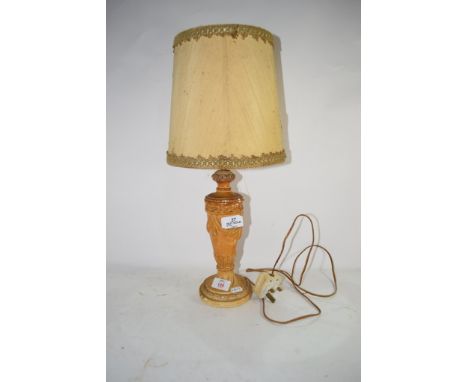 WOODEN TABLE LAMP AND SHADE 