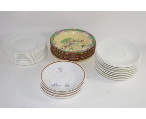 GROUP OF CERAMIC BOWLS BY MINTON TOGETHER WITH FURTHER QTY OF CHINA SAUCERS AND SIDEPLATES 