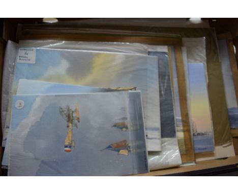 Barry K Barnes, a large collection of watercolours of aeroplanes, signed or initialled, some mounted but all unframed. (qty)