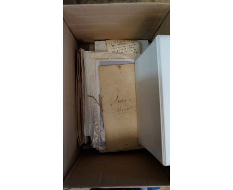 MANUSCRIPT/EPHEMERA: A carton of miscellaneous ephemera and manuscript material, to include a loose leaf folder containing va