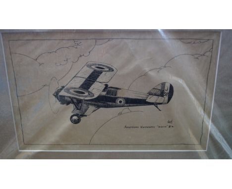 ORIGINAL ARTWORK: AVIATION: Pencil sketch on card of a Fairey Firefly II in flight by F. L. Westley, measuring approx. 280 x 