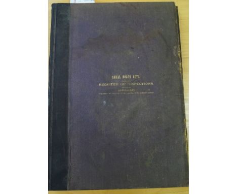 MANUSCRIPT LEDGER, INSPECTOR OF CANAL BOATS: 'A Folio Ledger Pertaining to the Inspectorate of Canal Boats, approx. 90 p.p. o