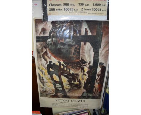 After Dame Laura Knight, 'Victory Delayed' poster, printed by J. Weiner Ltd, colour lithograph, 100 x 72cm, unframed. Conditi