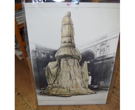 Christo, 'Wrapped Monument to Leonardo...', signed in pencil and numbered 159/999, colour lithograph, 74 x 55.5cm, unframed.