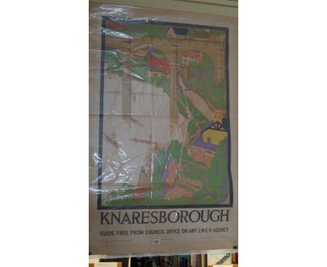 After R E Higgins, 'Knaresborough', an LNER lithographic poster, 101 x 63.5cm, linen backed and unframed. Condition Report: T