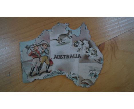 AUSTRALIA: Shape-cut chromolithographic booklet in the form of the Australian continent by Castell Brothers, London, circa 18