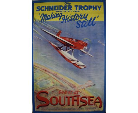 After W G Barrett, 'The Schneider Trophy, 1929', lithograph poster, 76 x 51cm, unframed.