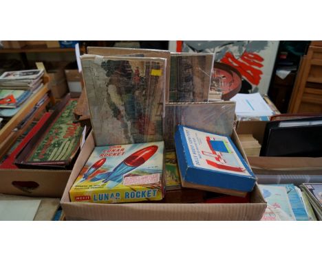 TOYS & GAMES: A quantity of vintage toys and games in two cartons and others, to include: a boxed set of Trix Twin Railway, w