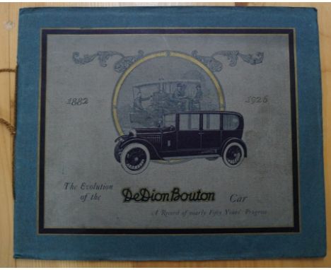 DE DION BOUTON: 'Etablissements de Dion Bouton.. Voitures de Ville et de Tourisme..'; 1914, oblong 8vo manufacturer's catalog