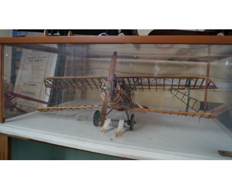 SCRATCH-BUILT AEROPLANE MODEL: A very detailed scratch-built handmade model of a bi-plane, detailed skeleton using materials 