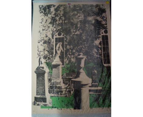 John Piper, 'Dylwyn Church', signed in pencil and numbered 8/75, colour lithograph, 81 x 59cm, unframed. Condition Report: Th