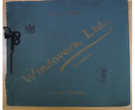 WINDOVERS MOTOR BODIES LIMITED: Catalogue of motor cars and accessories, circa 1910. Oblong, 8vo, orig. card covers string-ti