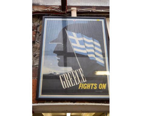 After A McKnight Kauffer, 'Greece Fights On', lithograph poster, 81.5 x 61.5cm.