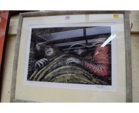 Henry Moore, 'Pink and Green Sleepers', signed, dated '66, and numbered 55/250 in pencil, colour lithograph, I.31 x 46cm. Con