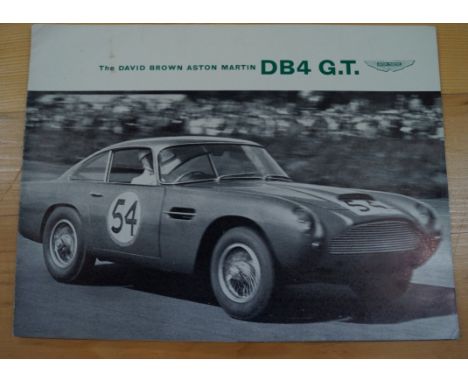 ASTON MARTIN DB4: Promotional brochure for 'The David Brown Aston Martin DB4 G.T'., oblong 4to, 4 p.p. fold-out brochure with