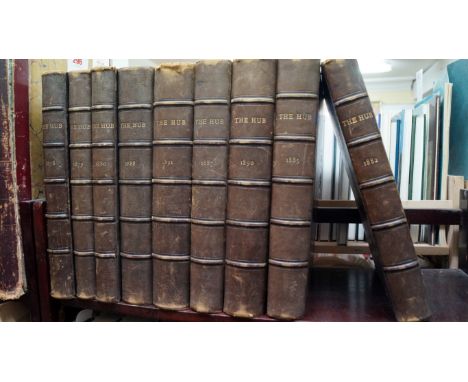 COACHING/DRIVING PERIODICAL: THE HUB: Nine bound volumes of this rare American coaching/driving periodical for the years 1878