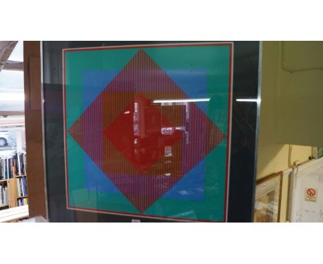Richard Anuszkiewicz, untitled, signed in pencil, colour lithograph, I.60 x 60cm.