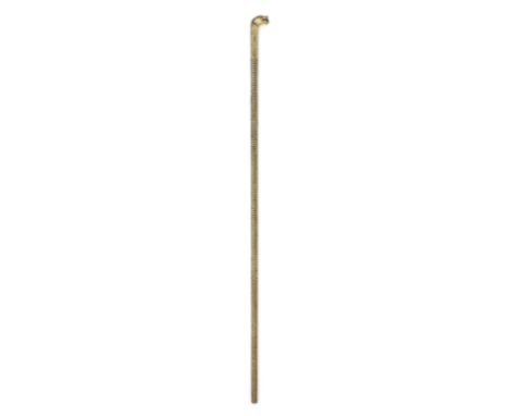 A rare gold-koftgari steel combined walking stick and percussion gun India, mid 19th Centurythe handle finial in the form of 