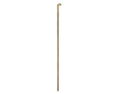 A rare gold-koftgari steel combined walking stick and percussion gun India, mid 19th Centurythe handle finial in the form of 