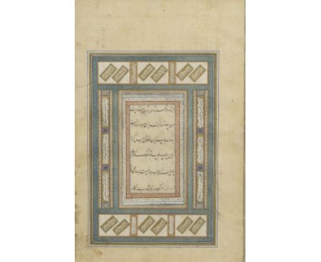 A calligraphic album page, attributed to Shah Mahmud Nishapuri Persia, mid-16th CenturyPersian manuscript on cream paper, six