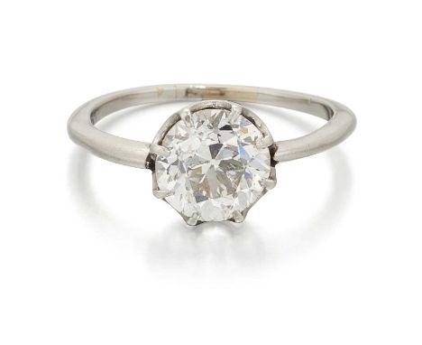 A SOLITAIRE OLD-CUT DIAMOND RING an old-cut diamond in a claw setting. Estimated diamond weight 2.45ct, ring size N, 2.6 gram