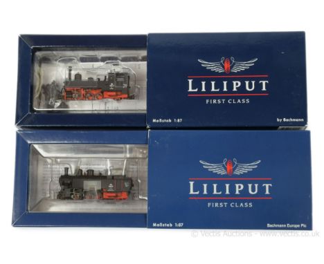 Liliput (by Bachmann) HOe OBB black livery 0-6-2 Tank Locos (1) L141490 Class 498 No.498.07, (2) L170115 Class 298 No.298.27,