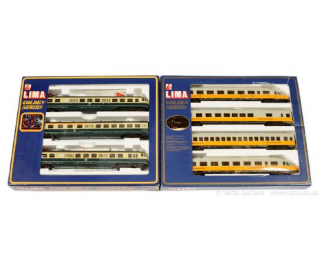 Lima HO Train Packs comprising 9749 DB yellow and grey livery 4-car type 403 Lufthansa Airport Express Overhead Electric EMU 