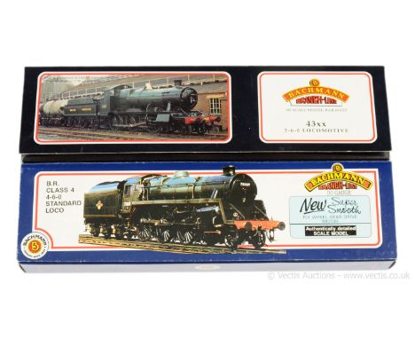 Bachmann OO Gauge BR green Steam Locos comprising 31-826 2-6-0 43XX Class Mogul No.6384, 31-104 4-6-0 Standard Class 4 No.750