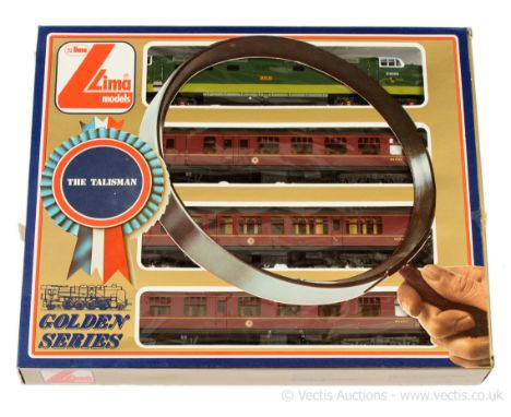 Lima OO Gauge 9708 Golden Series "The Talisman" Train pack containing Co-Co BR two-tone green Class 55 Deltic Diesel No.D9003