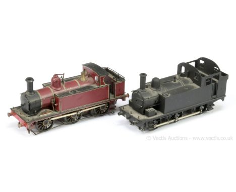 Kit and Scratchbuilt P4 Scale pair of Steam Outline Locomotives consisting of a 0-6-0 Open Cab Tank Loco Midland lined maroon