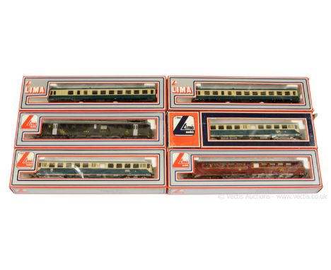 Lima OO Gauge European Outline Diesel and Overhead Electric Locos comprising 2-car Class 628 DB blue and cream livery DMU com
