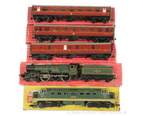 Hornby Dublo 2-rail Locos and Rolling Stock comprising 2234 Co-Co BR two-tone green Deltic Diesel Loco No.D9012 "Crepello", 2