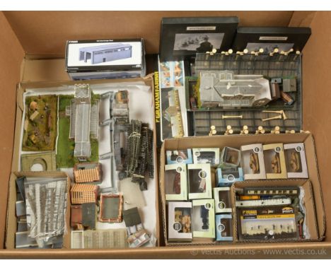 N Gauge Road Vehicles, Buildings and Pointwork by various manufacturers to include Oxford Diecast 5 x NCHT001 Churchill Tank,